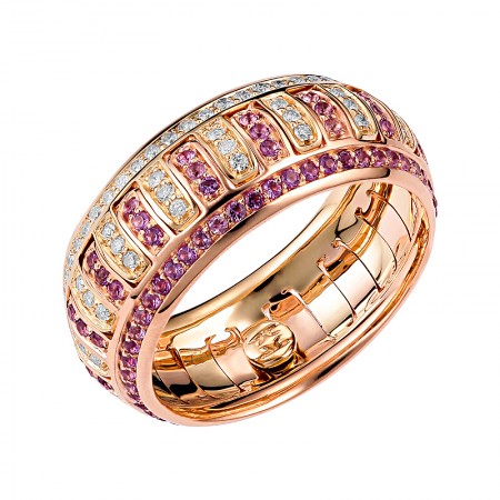 Обручальные кольца из комбинированного золота 585 пробы с Аметистом 01О660313ХАБ1