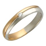 Обручальные кольца из комбинированного золота 585 пробы с Фианитом 01О160056