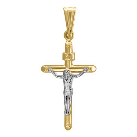 Крест из комбинированного золота 585 пробы 01Р060448Ж