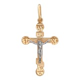 Крест из комбинированного золота 585 пробы 01Р060658