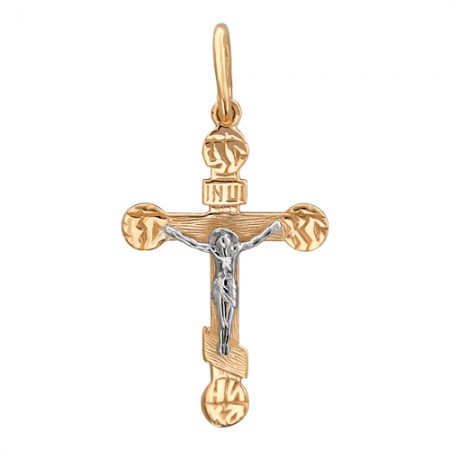 Крест из комбинированного золота 585 пробы 01Р060658