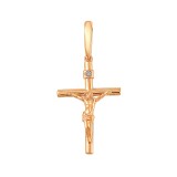 Крест из красного золота 585 пробы с Бриллиантом 01Р610616