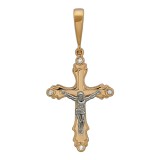 Крест из комбинированного золота 585 пробы с Бриллиантом 01Р660607