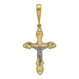 Крест из комбинированного золота 585 пробы с Бриллиантом 01Р660607Ж