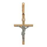 Крест из комбинированного золота 585 пробы с Бриллиантом 01Р660616