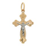 Крест из комбинированного золота 585 пробы 01Р760523
