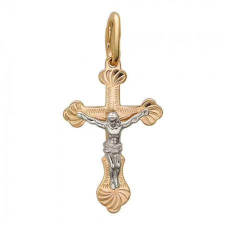 Крест из комбинированного золота 585 пробы 01Р760591