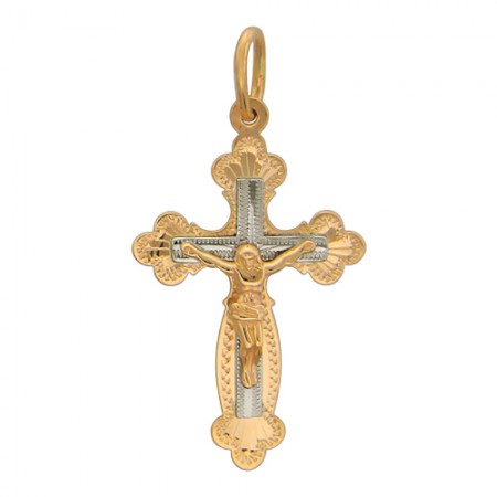 Крест из комбинированного золота 585 пробы 01Р760598