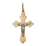 Крест из комбинированного золота 585 пробы 01Р760695